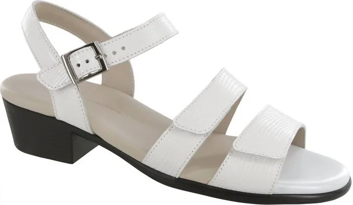Savanna Sandal - Double Wide In White Lizard