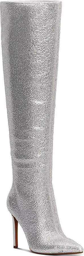 Saveria Womens Rhinestone Tall Over-The-Knee Boots