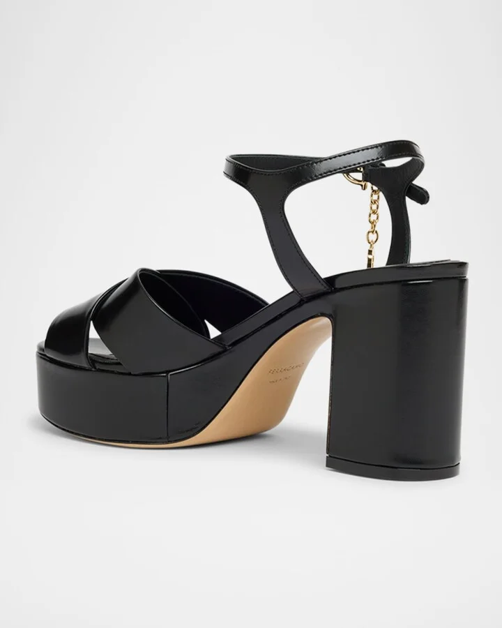 Savia Crisscross Gancini Charm Platform Sandals - Image 3