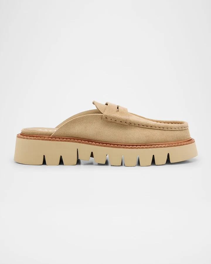 Savy Suede Lug Loafer Mules