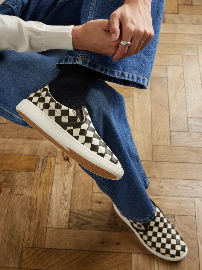Sawyer Two-Tone Intrecciato Leather Slip-On Sneakers - Image 2