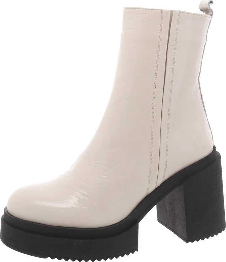Sawyer Womens Patent Leather Block Heel Ankle Boots