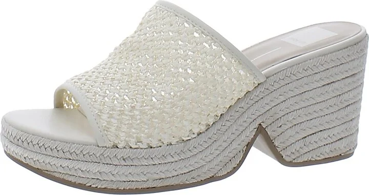 Saydie Womens Raffie Slip On Wedge Sandals