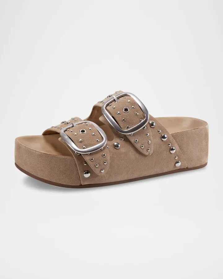 Sayge Studded Suede Sandals - Image 2
