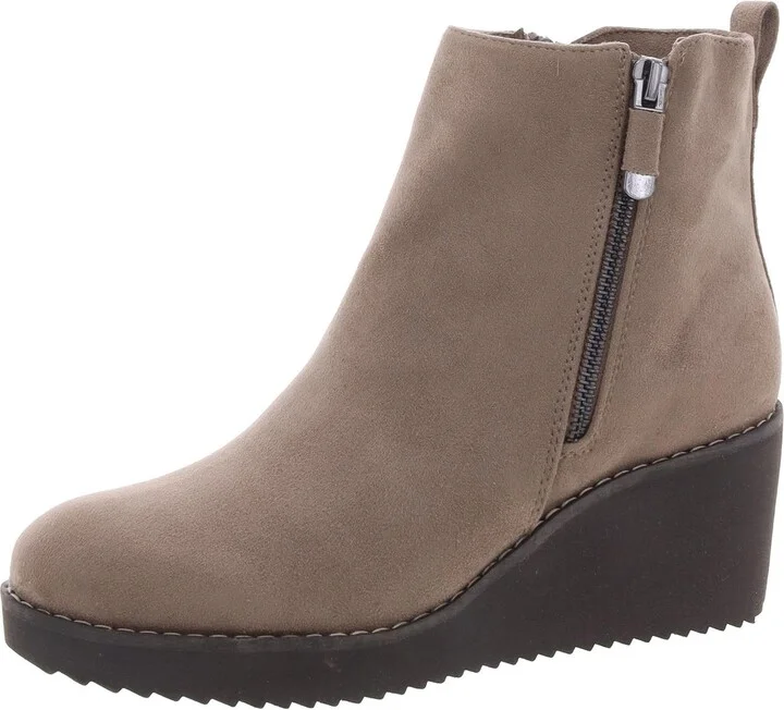 Sayylor Womens Faux Suede Slip On Wedge Boots