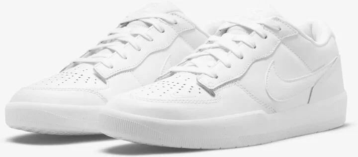 SB Force 58 Premium DH7505-100 Sneaker Men's White Leather Skateboard Shoes