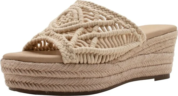 Sbicca Womens Eureka Macrame Casual Sandals Casual Mid Heel 2-3" - Beige - Size 6 M