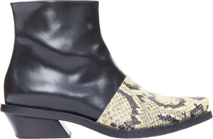 Scaled Leather Cuban Ankle Boot