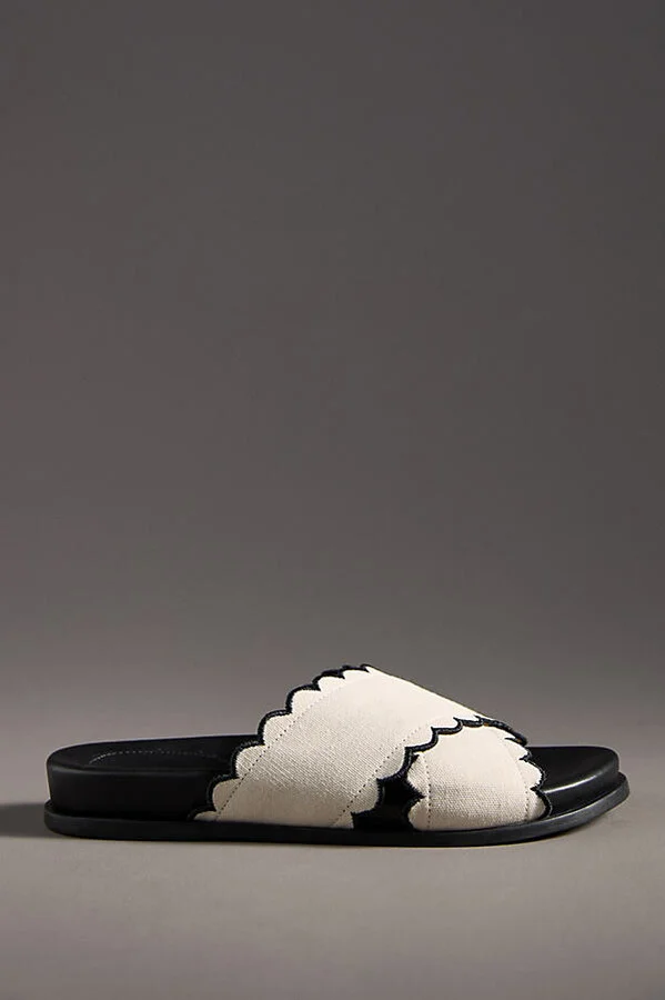Scallop Banded Slide Sandals