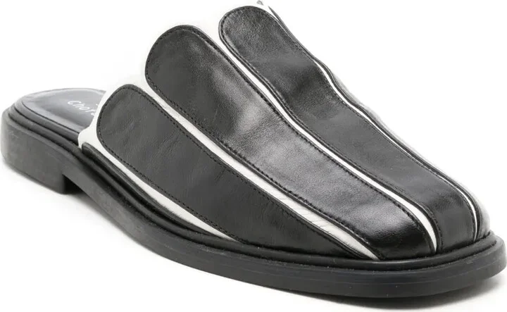 Scallop-Edge Leather Mules - Image 2