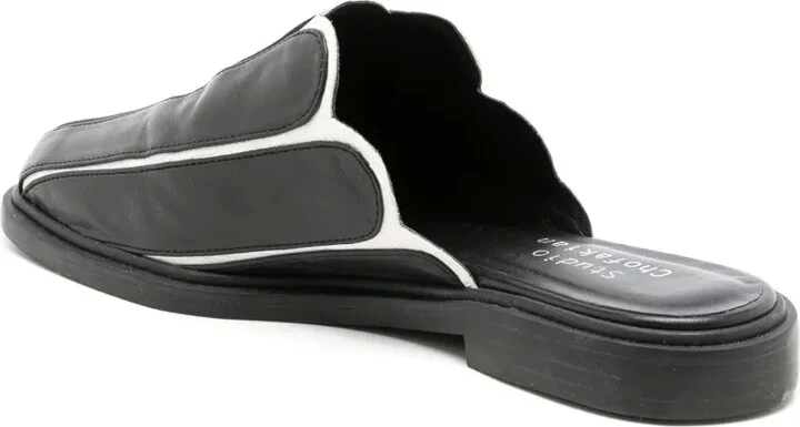 Scallop-Edge Leather Mules - Image 3