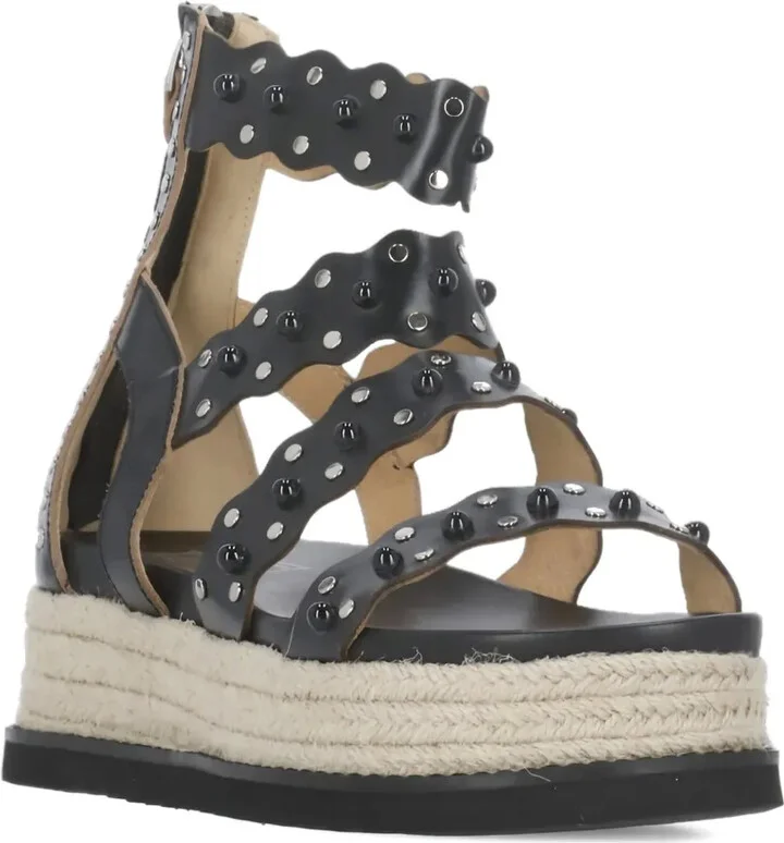 Scalloped-Detail Studded Sandals - Image 2