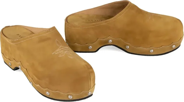 Scalloped Suede Clogs - Image 2