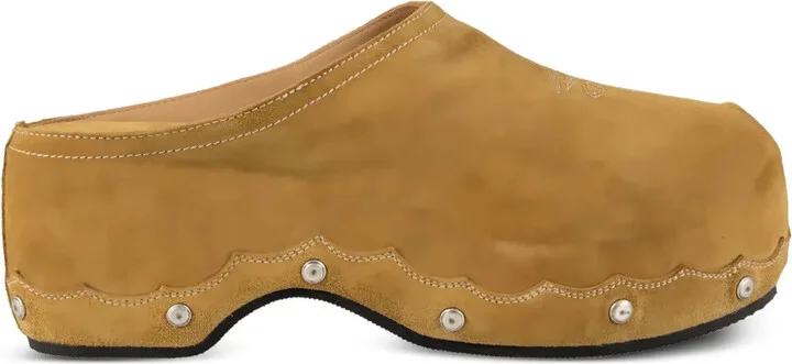 Scalloped Suede Clogs