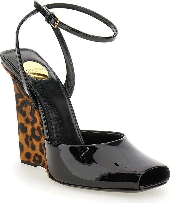 'scandale' Black Wedges With Animalier Print In Patent Leather Woman - Image 2