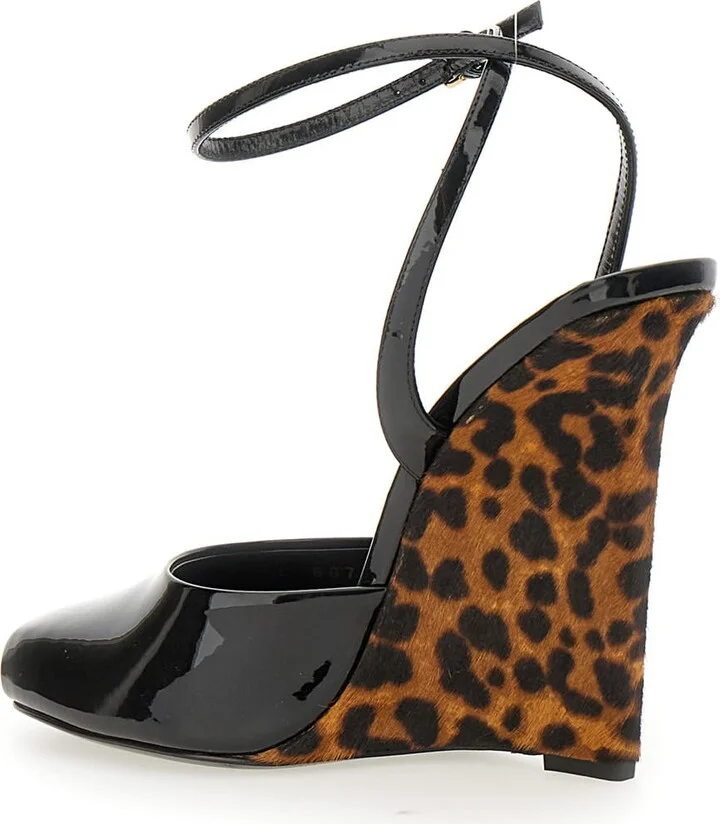 'scandale' Black Wedges With Animalier Print In Patent Leather Woman - Image 3