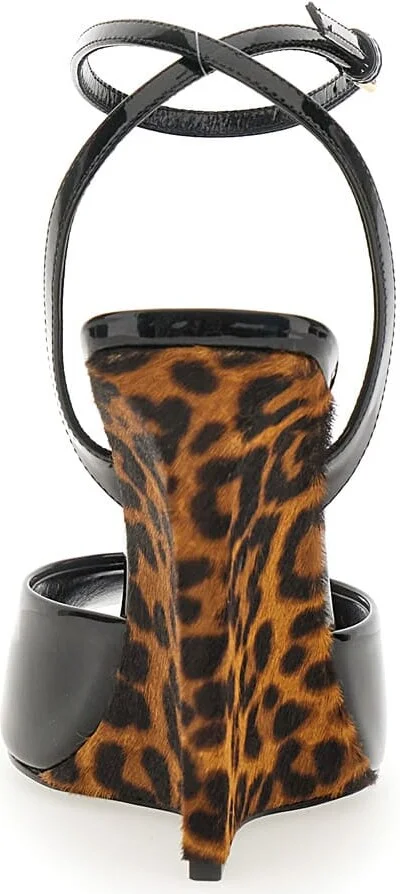 'scandale' Black Wedges With Animalier Print In Patent Leather Woman - Image 4