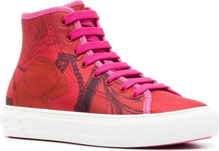 Scarf-Print High-Top Trainers - Image 2