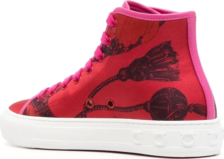 Scarf-Print High-Top Trainers - Image 3