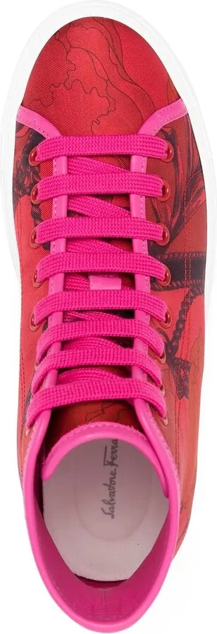 Scarf-Print High-Top Trainers - Image 4