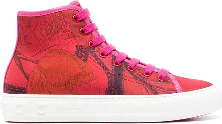 Scarf-Print High-Top Trainers
