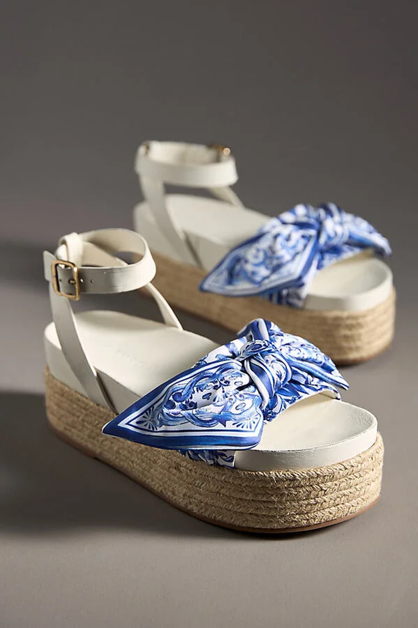 Scarf Raffia Platform Sandals - Image 2
