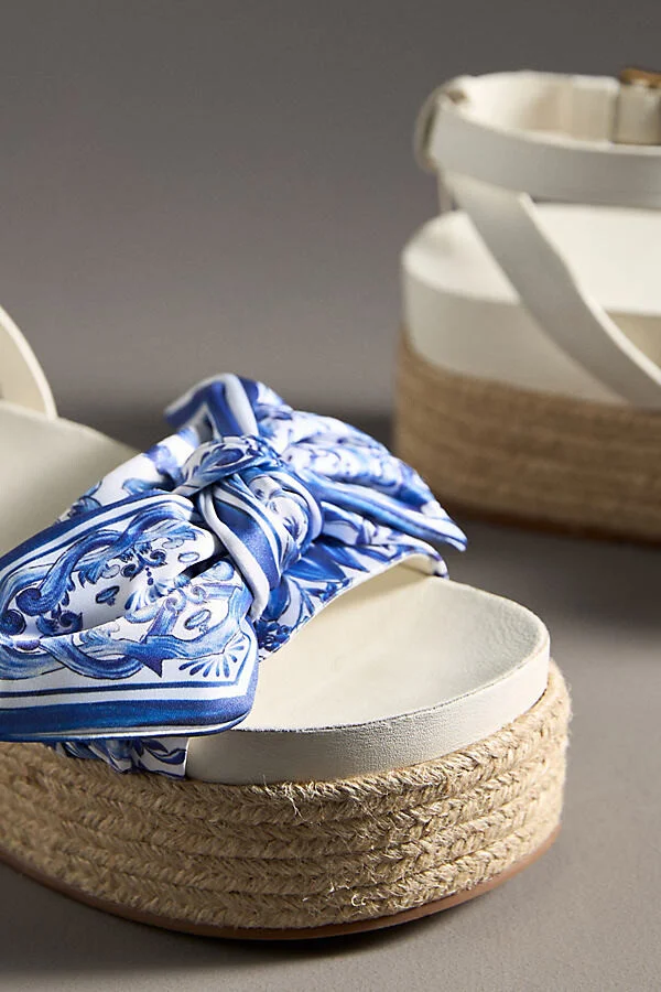 Scarf Raffia Platform Sandals - Image 3