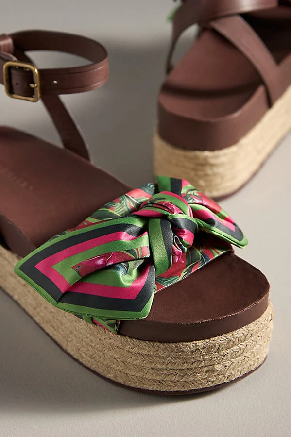 Scarf Raffia Platform Sandals - Image 3