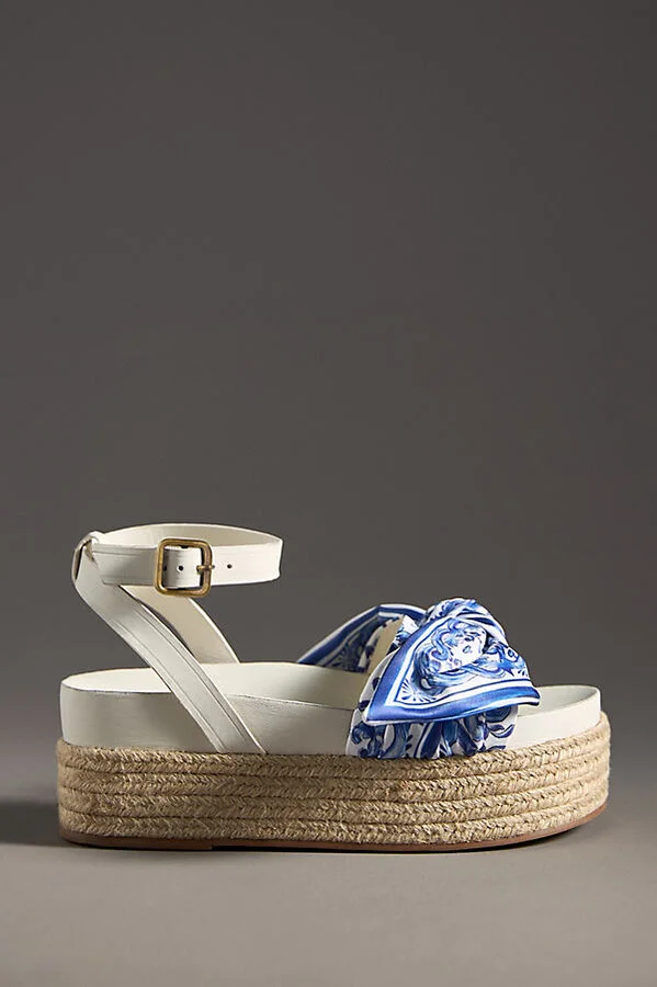 Scarf Raffia Platform Sandals