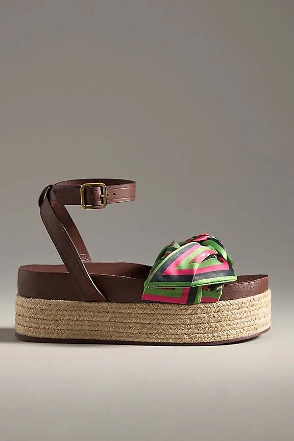 Scarf Raffia Platform Sandals
