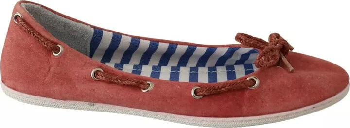 Scarlet Red Blue Stripe Flat Slip-On Women's Shoes (Pre-Owned)
