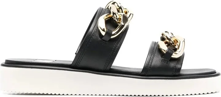 Scarlett 30mm chain-link leather slides