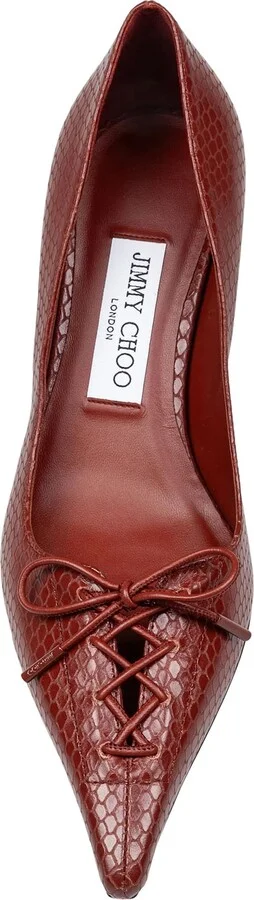 Scarlett 50 Pumps In Leather With Snakeskin Print Cognac Color - Image 3