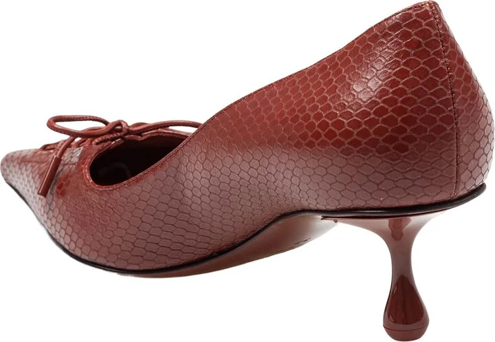 Scarlett 50 Pumps In Leather With Snakeskin Print Cognac Color - Image 4