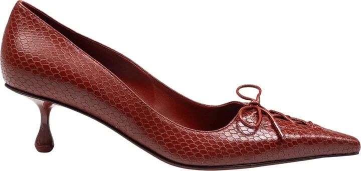 Scarlett 50 Pumps In Leather With Snakeskin Print Cognac Color