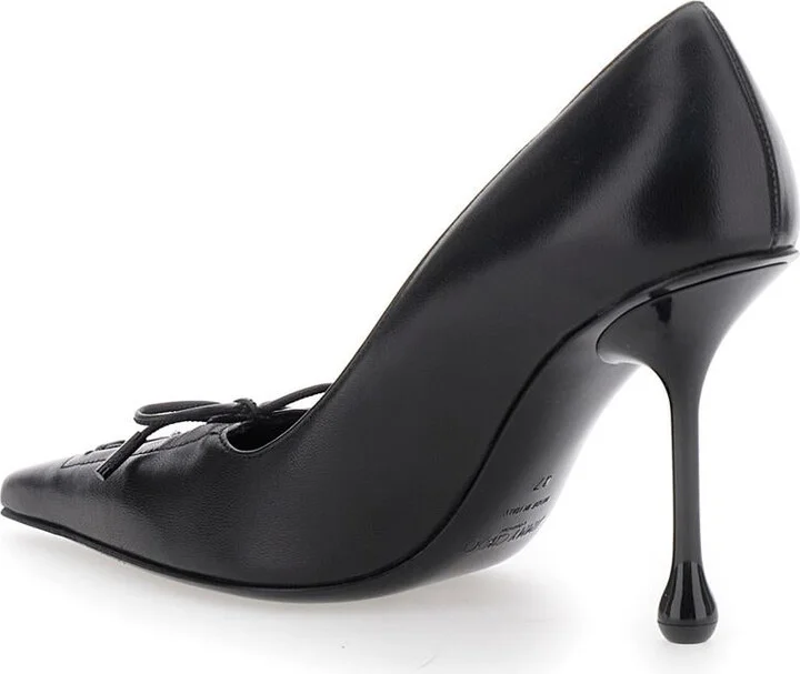 'Scarlett' Black Pumps With High Stiletto Heel And Front Laces In Leather Woman - Image 3