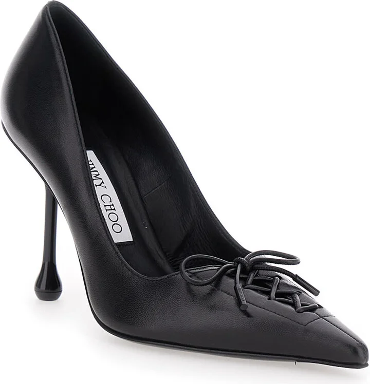 'scarlett' Black Pumps With High Stiletto Heel And Front Laces In Leather Woman - Image 2