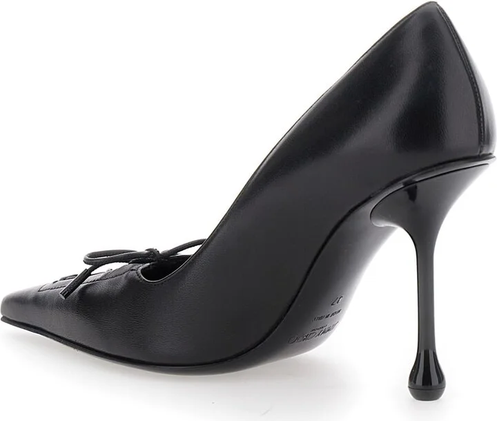 'scarlett' Black Pumps With High Stiletto Heel And Front Laces In Leather Woman - Image 3
