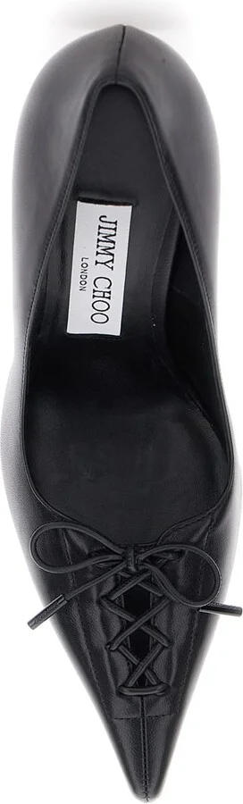 'scarlett' Black Pumps With High Stiletto Heel And Front Laces In Leather Woman - Image 4