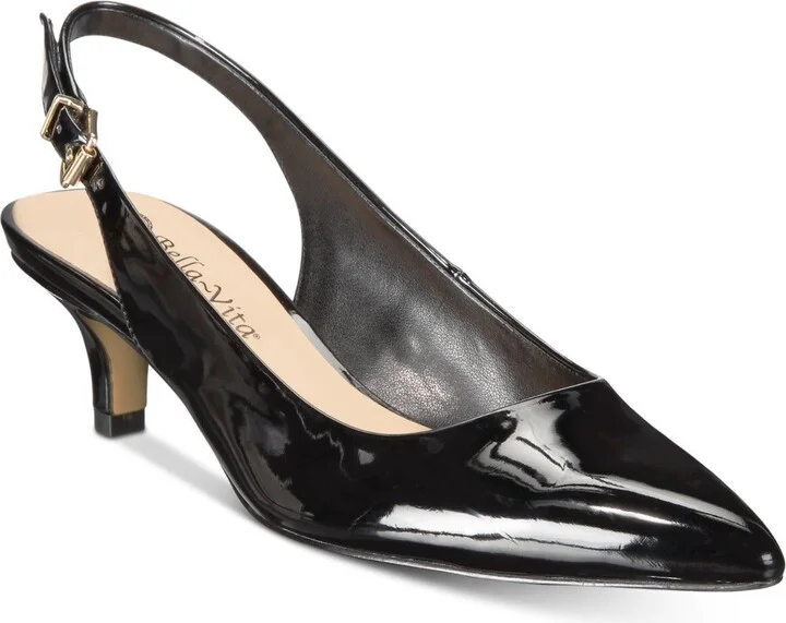 Scarlett II Pump Womens 11 Black Patent Slingback Kitten Heel GBNC675