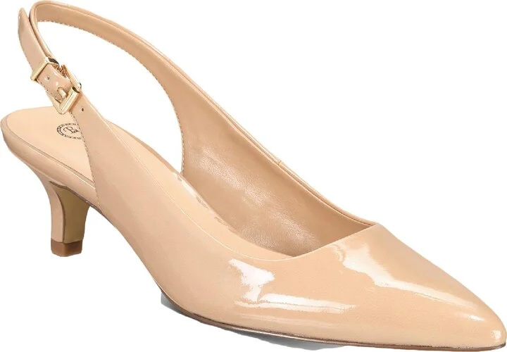 Scarlett II Womens Faux Leather Pointed Toe Slingback Heels