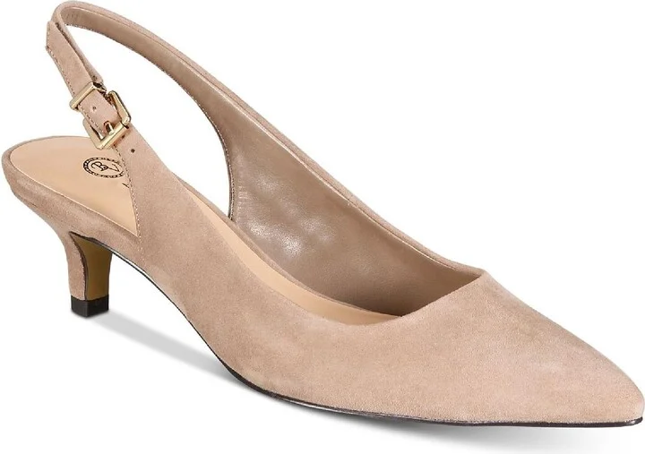 Scarlett Womens Leather Kitten Heel Slingback Heels