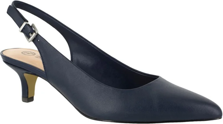 Scarlett Womens Leather Kitten Slingback Heels