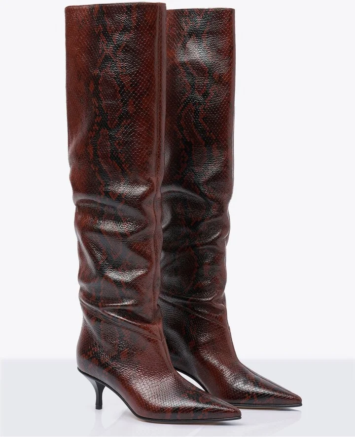 Scarosso Barbara Snake High Boots - Woman Boots Brown Eu - 38.5 - Image 3