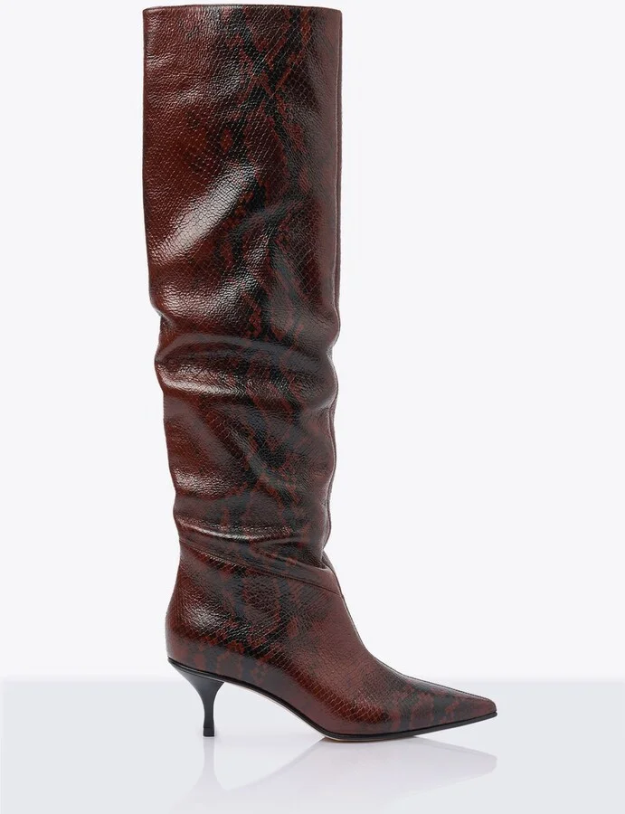 Scarosso Barbara Snake High Boots - Woman Boots Brown Eu - 38.5
