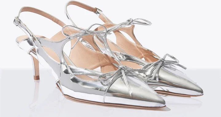 Scarosso Cinderella Slingback Pumps - Woman Heels Silver Eu - 35 - Image 3