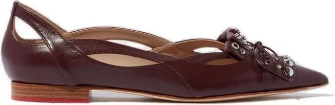 Scarosso Cut-Out Detailed Pointed-Toe Ballerina Shoes