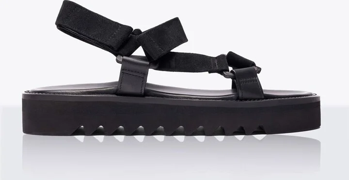Scarosso Wooster V Suede Sandals - Man Sandals Black Eu - 42