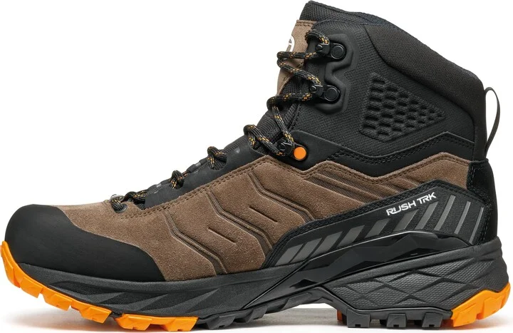 SCARPA Men's Rush TRK GTX Waterproof Gore-Tex Lightweight Hiking Boots - Brown/Orange - 10.5 Men/11.5 Women