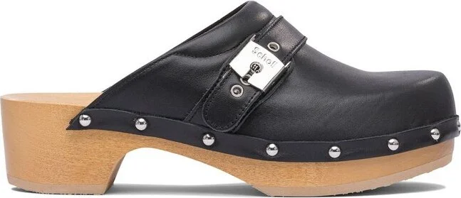 Scholl Pescura Logo Plaque Clogs